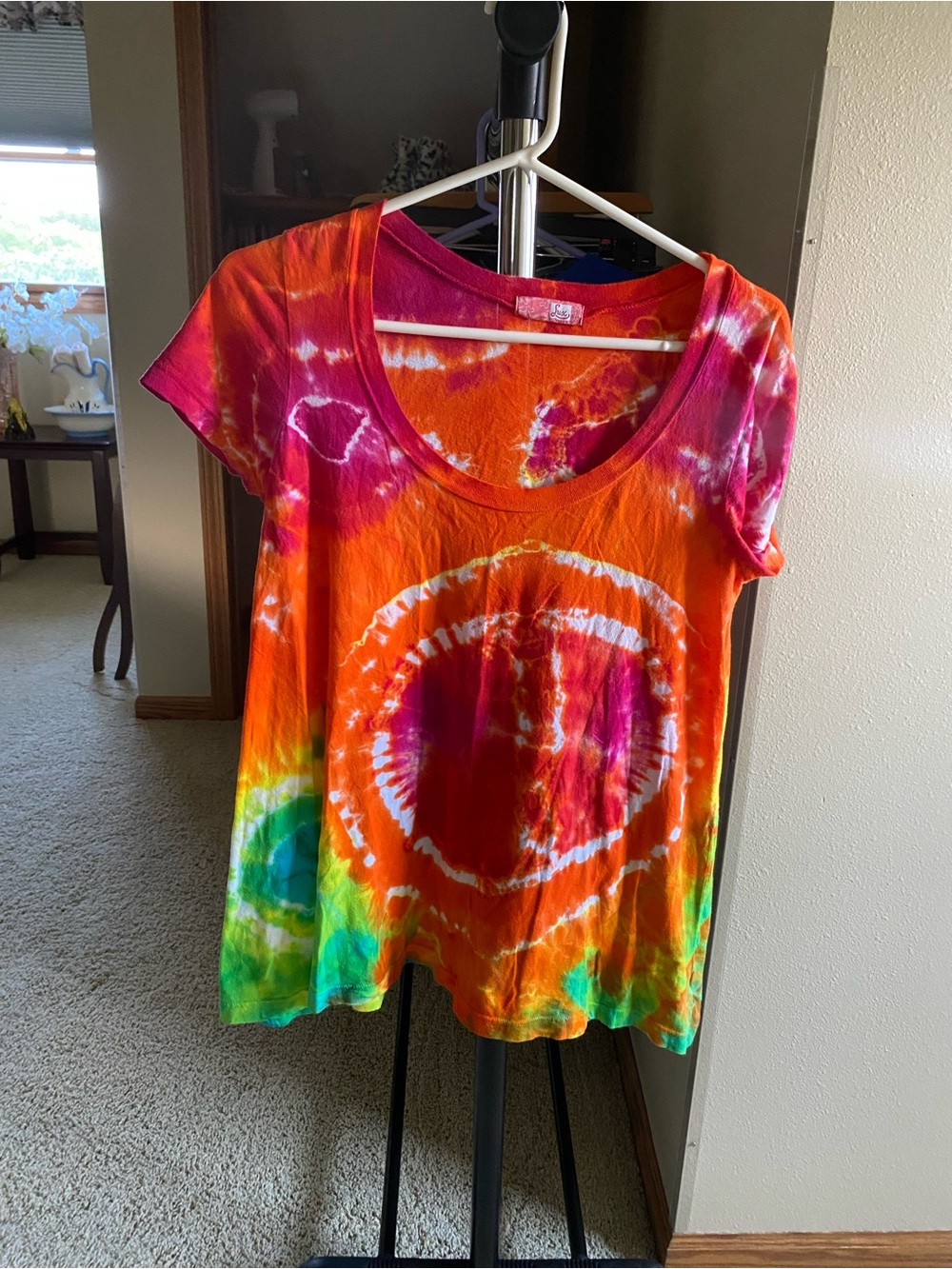 Lux Tie-Dye Scoop Neck Tee - Multicolor size S